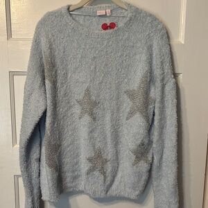 Make and Model Light Blue Star Embellished Women's Sweater-Loungewear